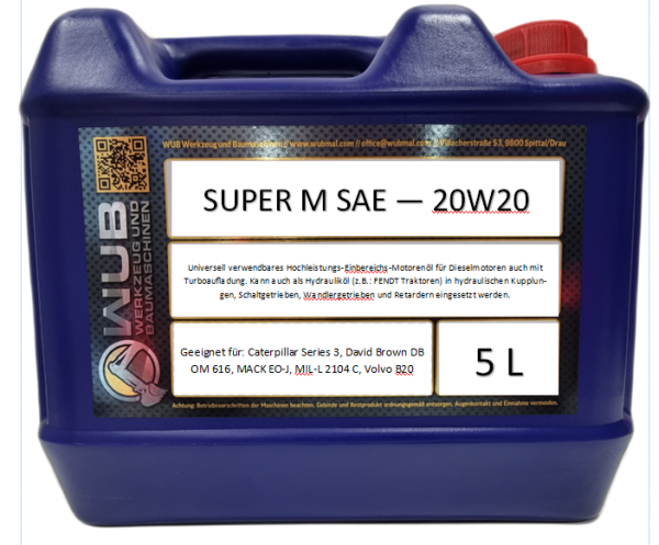WUBOIL Super M SAE 20W20 5 Liter