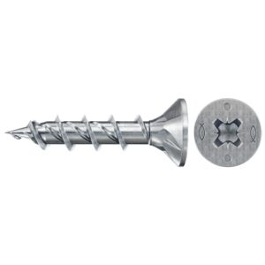 fischer PowerFast FPF II CZF 6,0 x 30 BC 200 Senkkopf mit Kreuzschlitz PZ Vollgewinde galvanisch verzinkt, blau passiviert